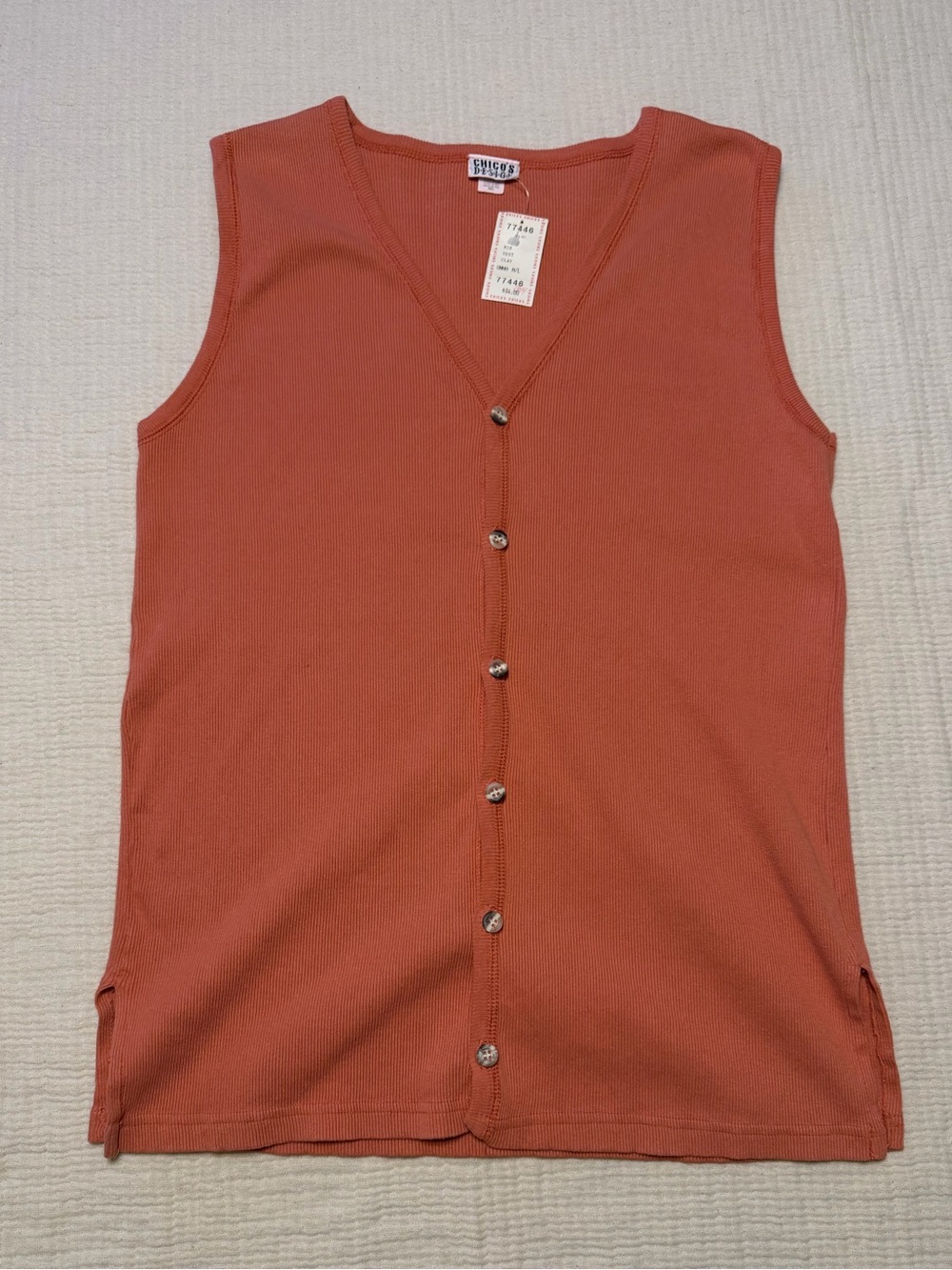 Vintage sweater vest cotton clay pumpkin orange longline 90s